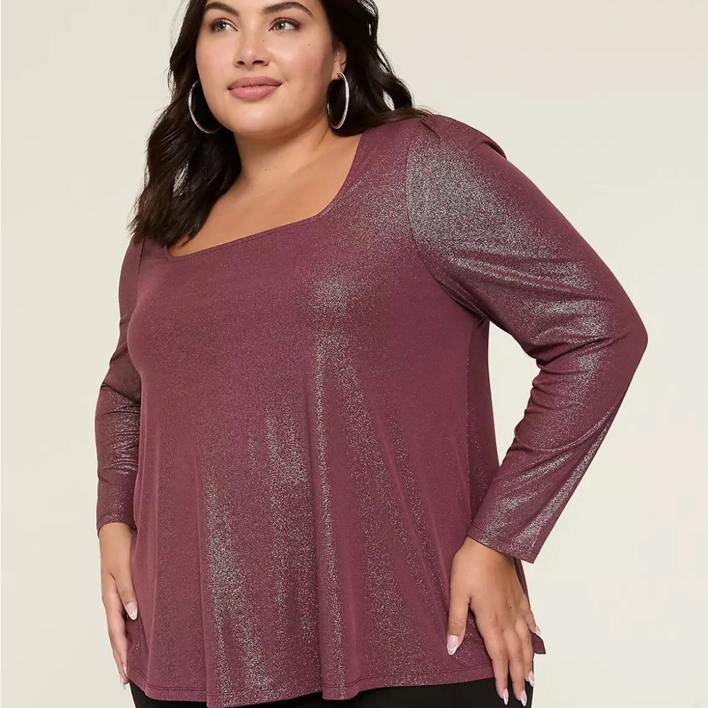 NWT- Size 22W Torrid Sparkling Plum Long Sleeve Top